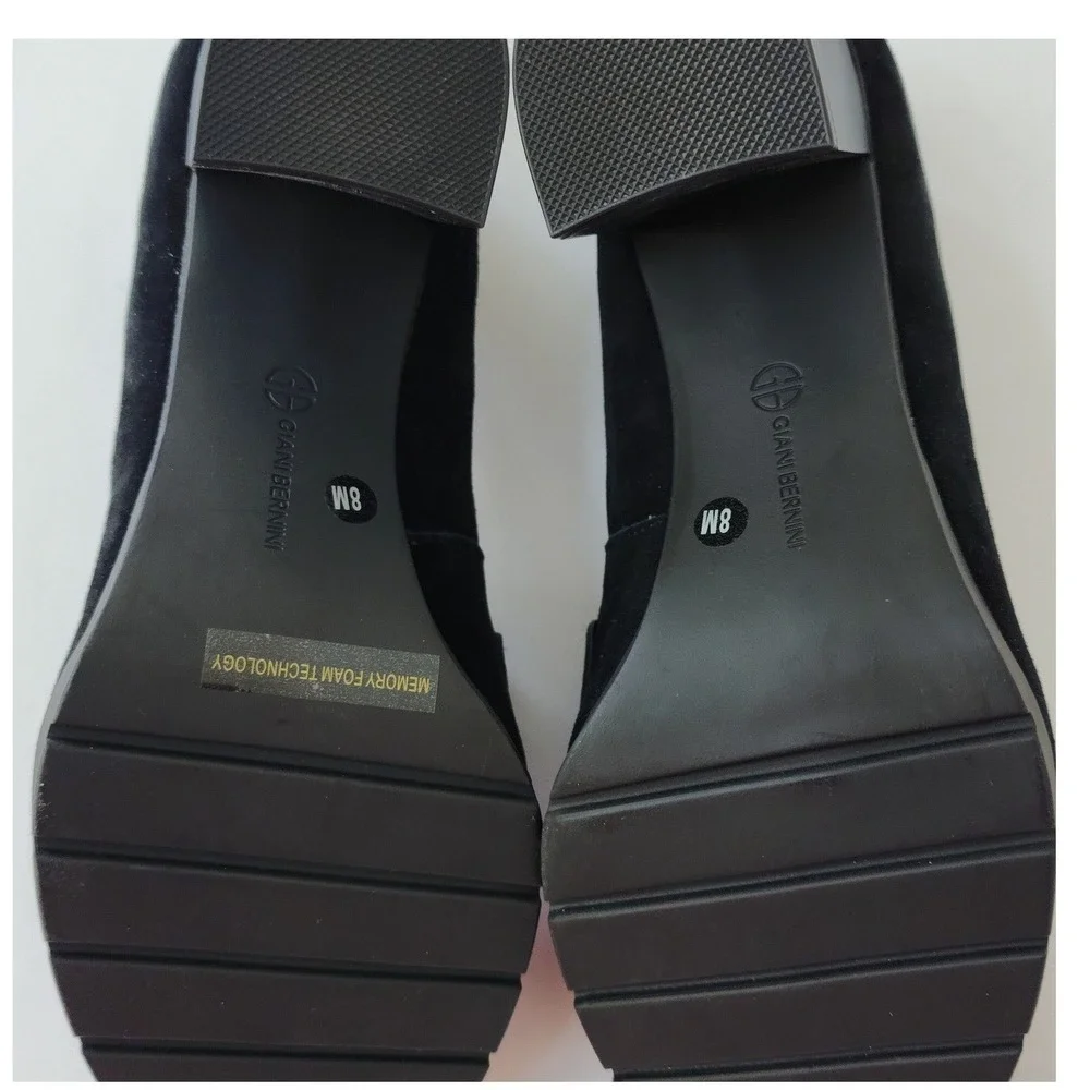 Giani Bernini Black Suede Horsebit Block Heel Loafers Memory Foam‎ Pumps 8M